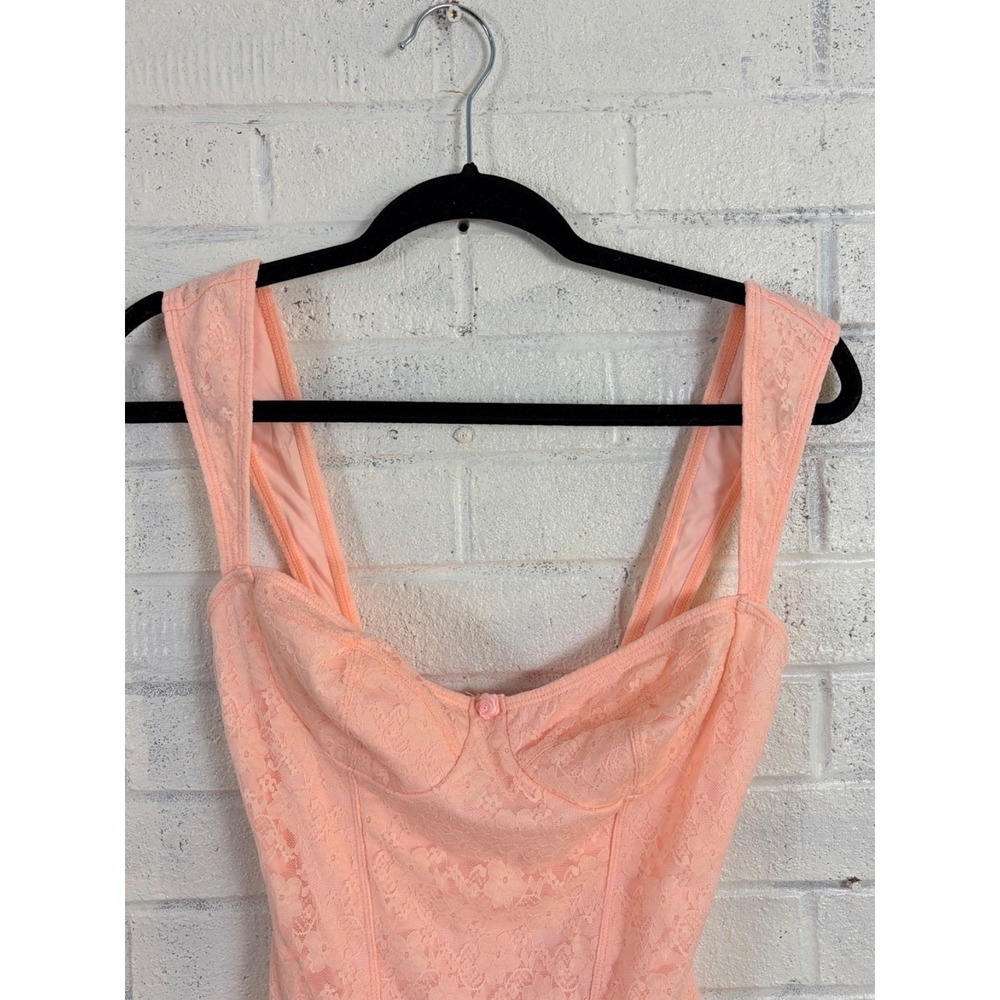 Dolls Kill Sugar Thrillz Lace Corset Dress Womens M Peach Coquette Babydoll Fit - Picture 3 of 12